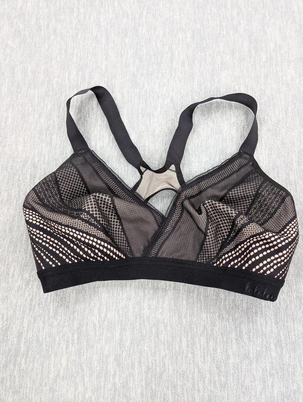 Lululemon Sports Bra Women 34DD Black Mesh Racerback High Support Running